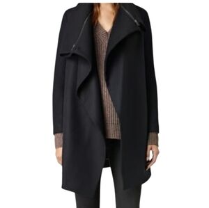 All Saints Women's Axon Coat WO073H Black Wool Blend Size 4